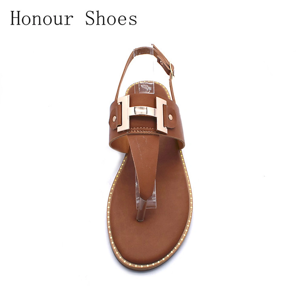 Fashion Newcomers European and American Casual T-Shaped Sandals Women&prime;s Street Flats