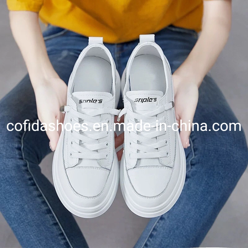 Special Offer White Leather Sneakers Discount Walking Travel Lady Shoe