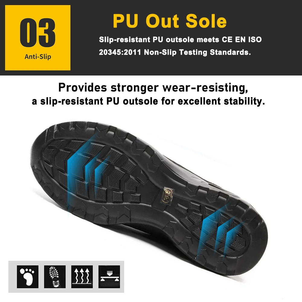 Non Slip PU Sole Puncture Proof Steel Toe Fashion Safety Shoes Sports