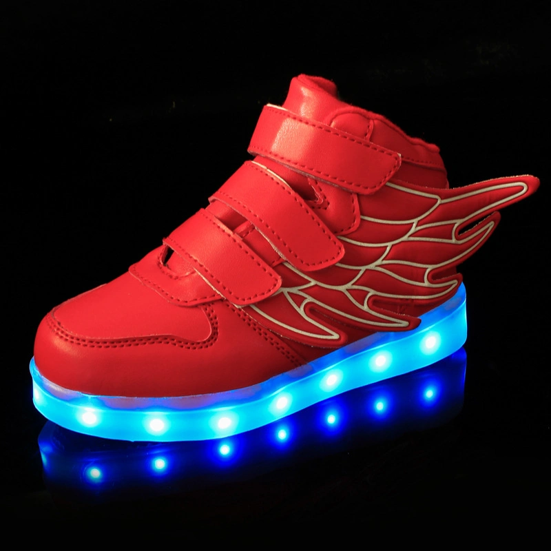 Fashion Kids Casual Shoes PU Leather USB LED Lights Shoes