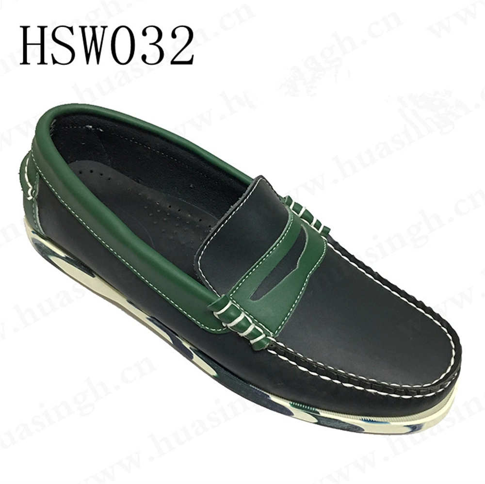 Ywq, Mask-Style Anti-Skid Rubber Outsole Flat Driver Shoe Hand-Welted Full Leather Dark Blue Causal Boat Shoe Hsw032