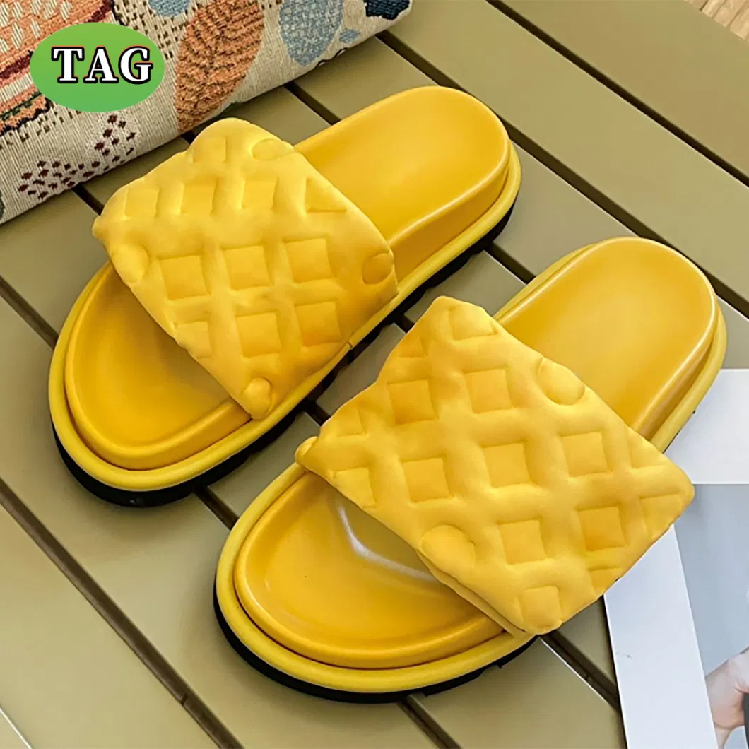 Designer Slippers Women Pool Pillow Slides Embossed Mules Womens Flat Sliders Comfort Summer Slipper Nylon Cool Slide Luxury Sandals Printed Mens Beach Sandal