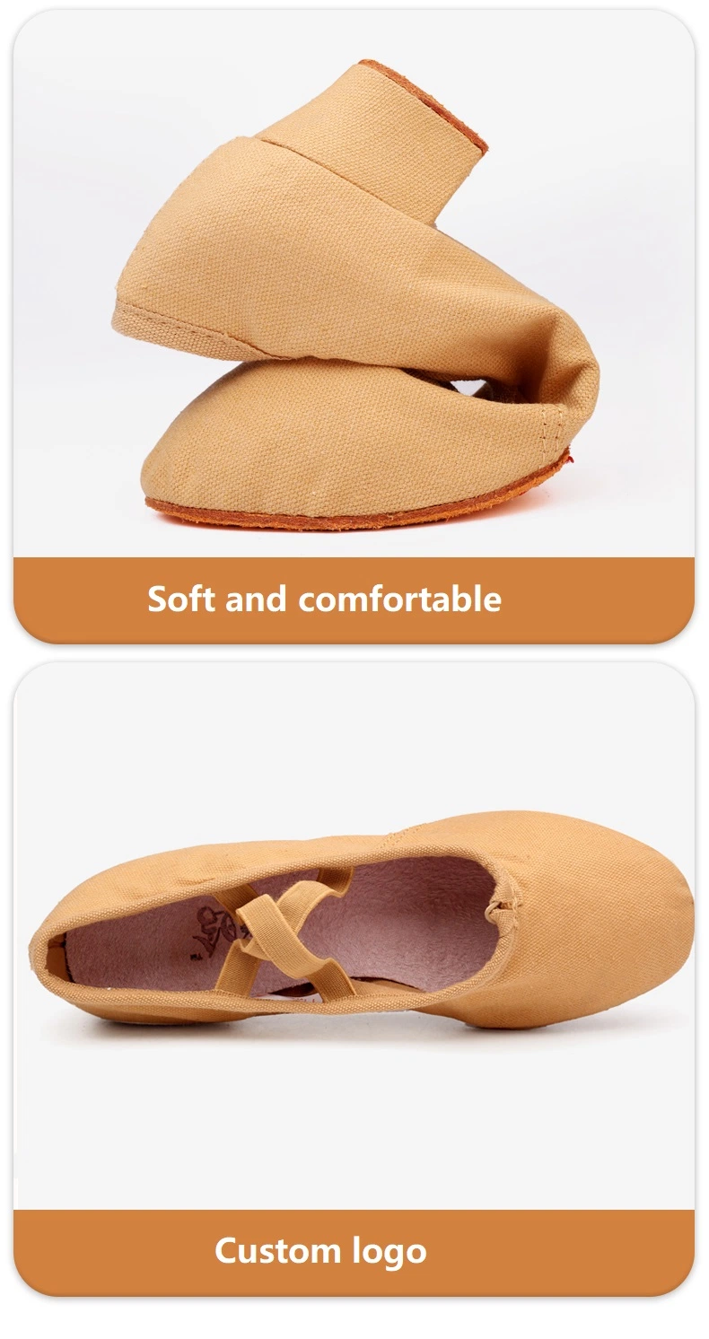 Soft Ballet for Children Shoes with Canvas Cow Sole 3.5cm Heel 103