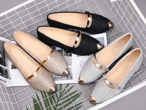 Round Toe Women Flat Shoes Slip on Girls Dress Black Ballet Flats