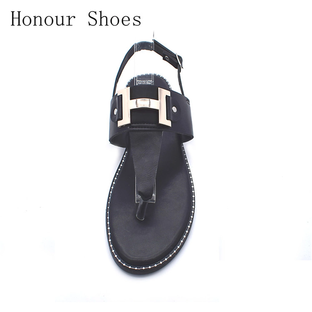 Fashion Newcomers European and American Casual T-Shaped Sandals Women&prime;s Street Flats