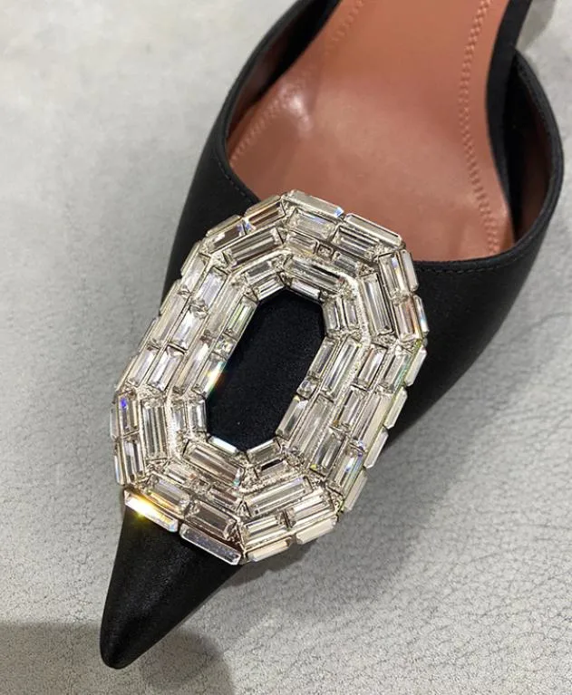 Sexy Plus Size Rhinestone Bowknot Stiletto Mules Summer Sandals Shoes