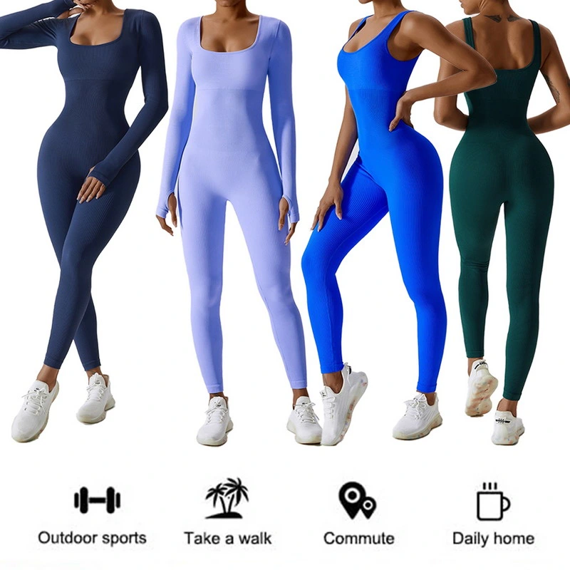 Wholesale Sexy One Piece Seamless Activewear Yoga Ballet Leotard Short Fitness Jumpsuits for Women, Stylish Hollow Back Athletic Sleeveless Gym Training Clothes