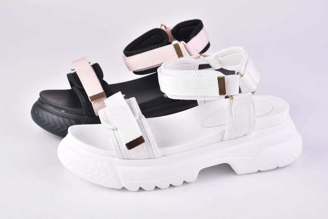 Women&prime; S White Platform Sandals Low Wedge Ankle Strap Open Toe Sandals