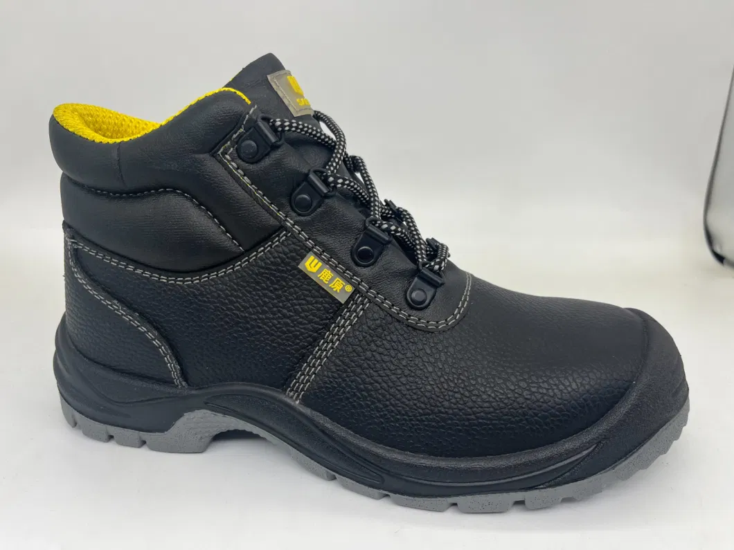 Embossed Genuine Leather PU Outsole Steel Toe Midsole Anti-Impact &amp; Penetration Safety Shoe