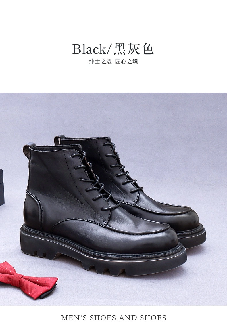 China Top Level Leather Dress Men Shoes Elegant Lace up Martin Men Boots Luxury Shoes Mens Winter Boot Shoe