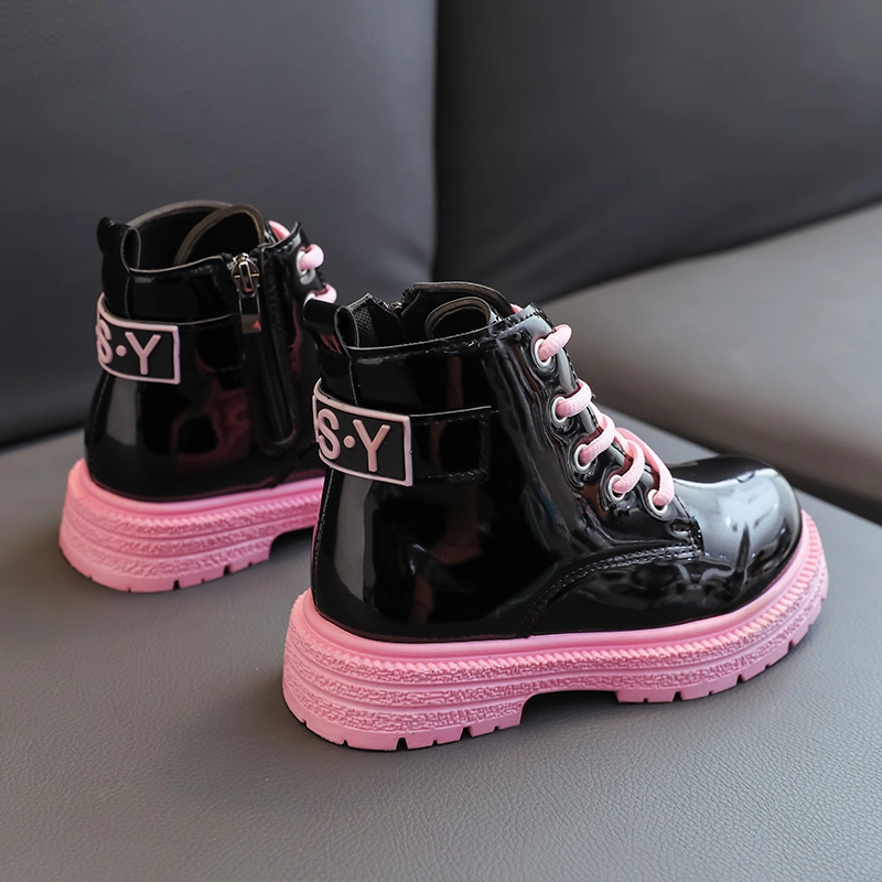 Fashion Hightop Boots Children High Quality Kids&prime; Leather Shoes Light Weight Casualshoes