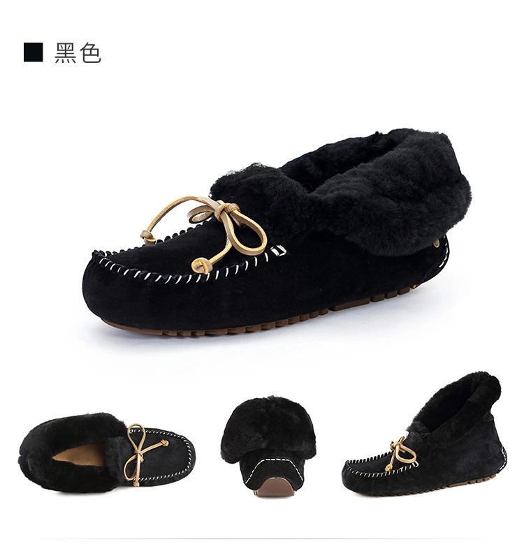 Women&prime;s Loafers Flat Shoes for Winter Plush Ladies Causal Non Slip Warm Moccasins Woman Comfort Flats Female Snow Boots