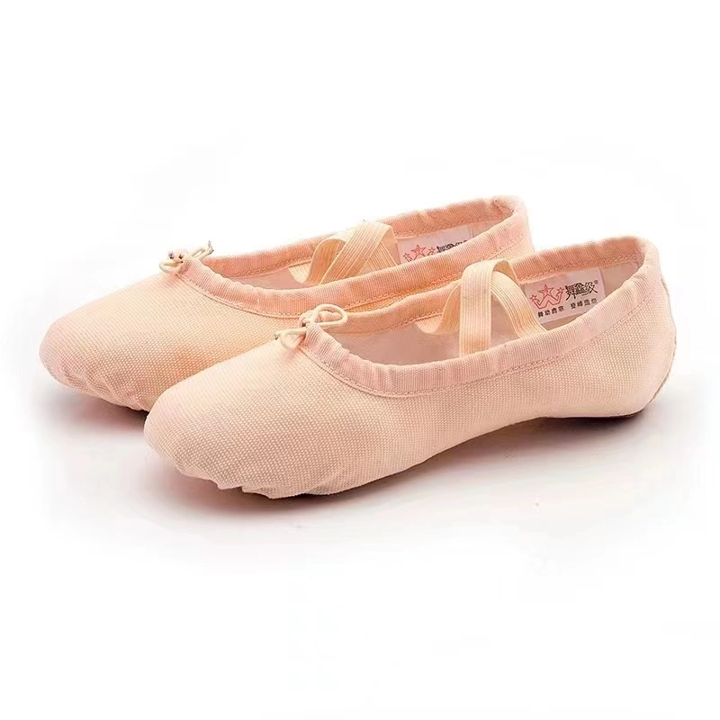 Kids Adults Size Popular Hot Selling Good Quality Dance Practice Elastic Canvas Soft Flat Ballet Shoes