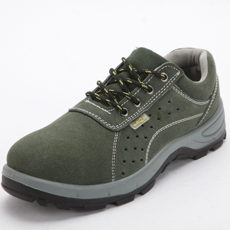 Breathable Sporty Genuine Leather Safety Shoes Steel Toe Footwear Slip-Resistant Working Shoes