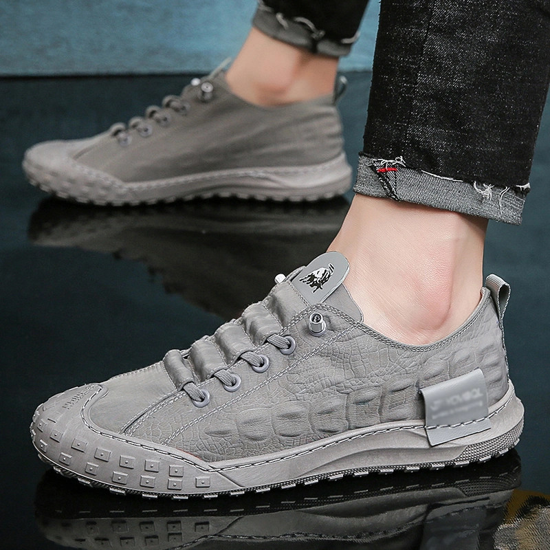 Custom Non-Slip Casual Walking Crocodile Skin Embossed Pattern Shoes for Men New Styles Leather