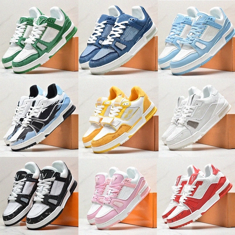 Wholesale Athletic Sports Luxury Women Sport Shoe LV&quot;S Sneaker Top Quality Casual Real Leather Men Fashion Running Shoes