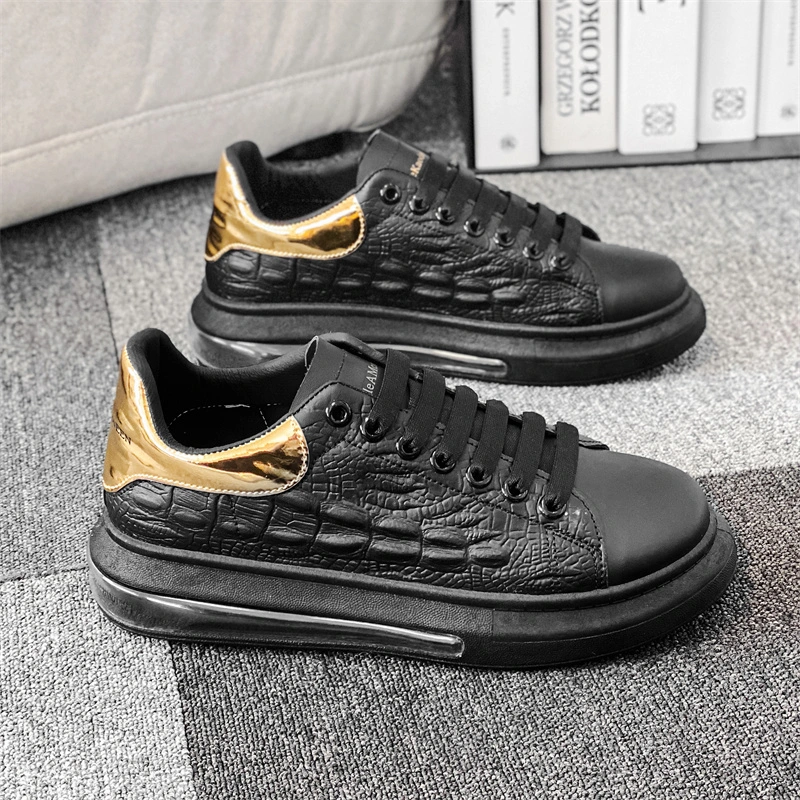 Leather Upper Sneakers Walking Style Casual Shoes Sporty Skate Skateboard Shoes