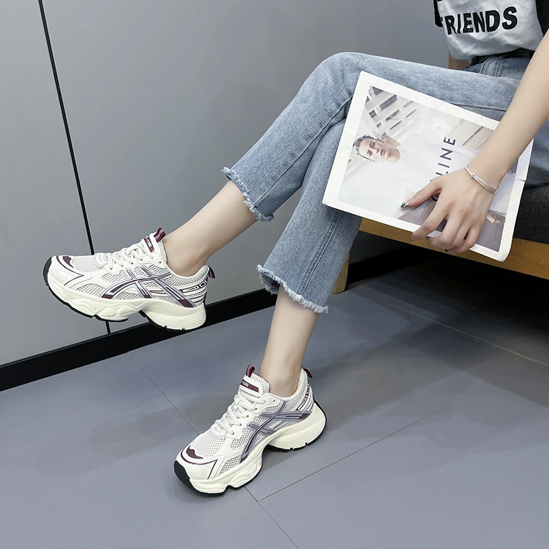 China Thick Soled Daddy Shoes Women 2024 Spring Fashion Platform Casual Sports Shoes