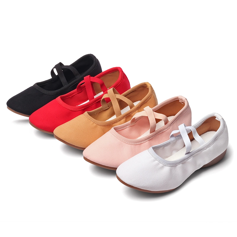 Canvas Split Sole Low Heel Dance Ballet Shoe Professional High Quality Ballet Shoe Kids Girls Red Dance Shoes