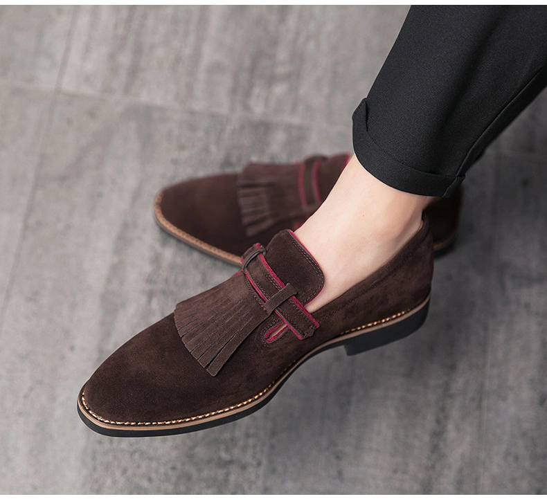 Fashion Luxury Men Shoes Casual Comfort Dress Shoe Male Minimalism Suede Leather Tassels British Brogues