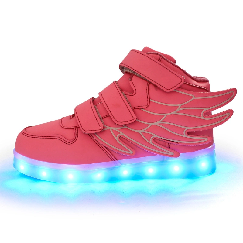 Fashion Kids Casual Shoes PU Leather USB LED Lights Shoes