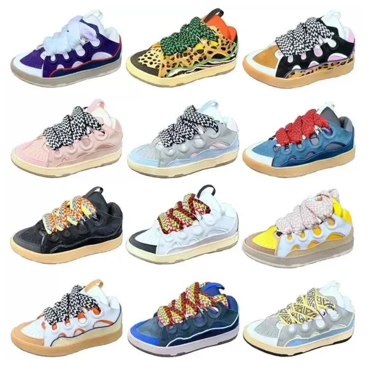 Hot Selling Designer Classical Curb Sneakers Mesh Woven Lace-up Shoes Style Extraordinary Sneaker Embossed Leather Men Womens in Nappa Calfskin Shoe Rubber