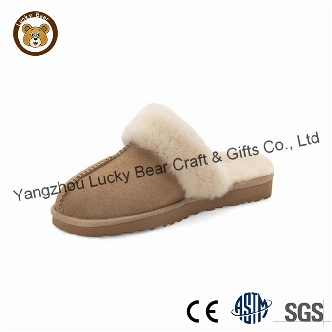 Custom Winter Warm Indoor Outdoor Genuine Cow Suede Leather Men Slippers Women Shoes