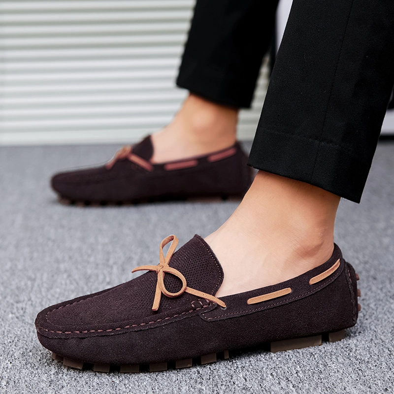 Men&prime;s New Low-Cut Slip-on Suede Beanie Shoes Casual Flat-Soled Driving Slip-on Loafers