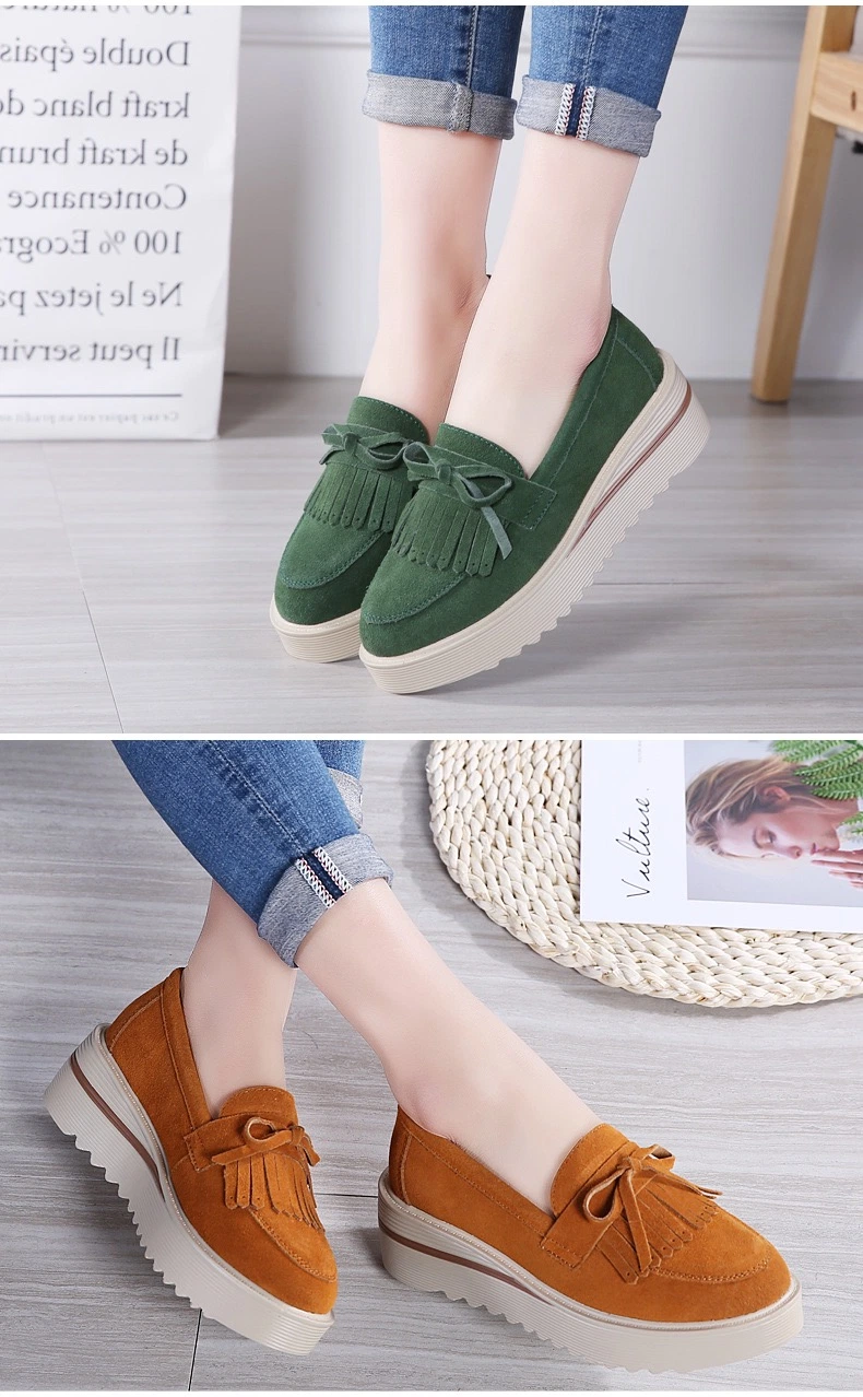 Wholesale Genuine Leather Fashion Designer Youth Shoes Women Slip on Loafers Shoes Lady Shoes for Women-S-Shoes Factory Platform Stock Shoes