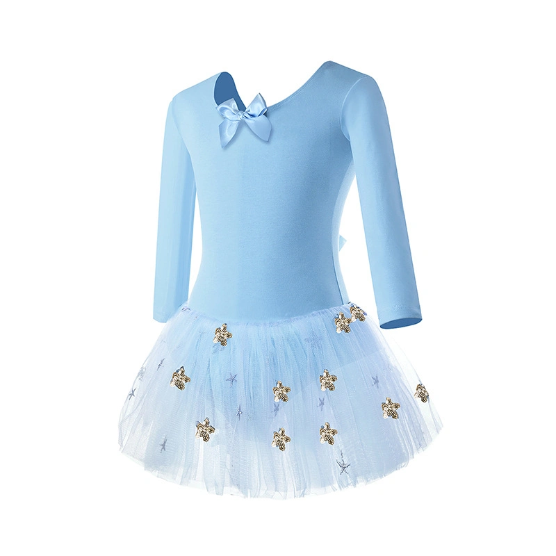 Children Training Ballet Pompadour Girls Kids Dance Bodysuit Skirt Dress Gym Wear