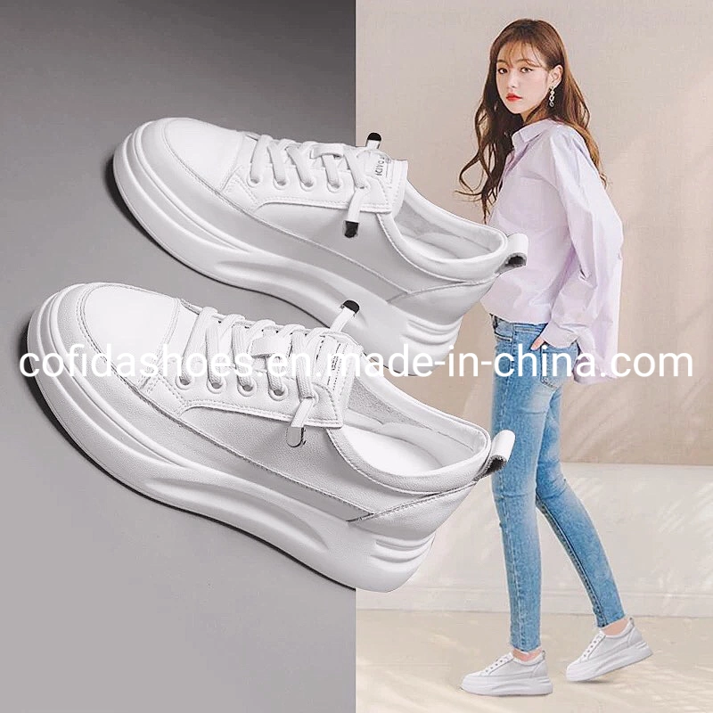 Special Offer White Leather Sneakers Discount Walking Travel Lady Shoe