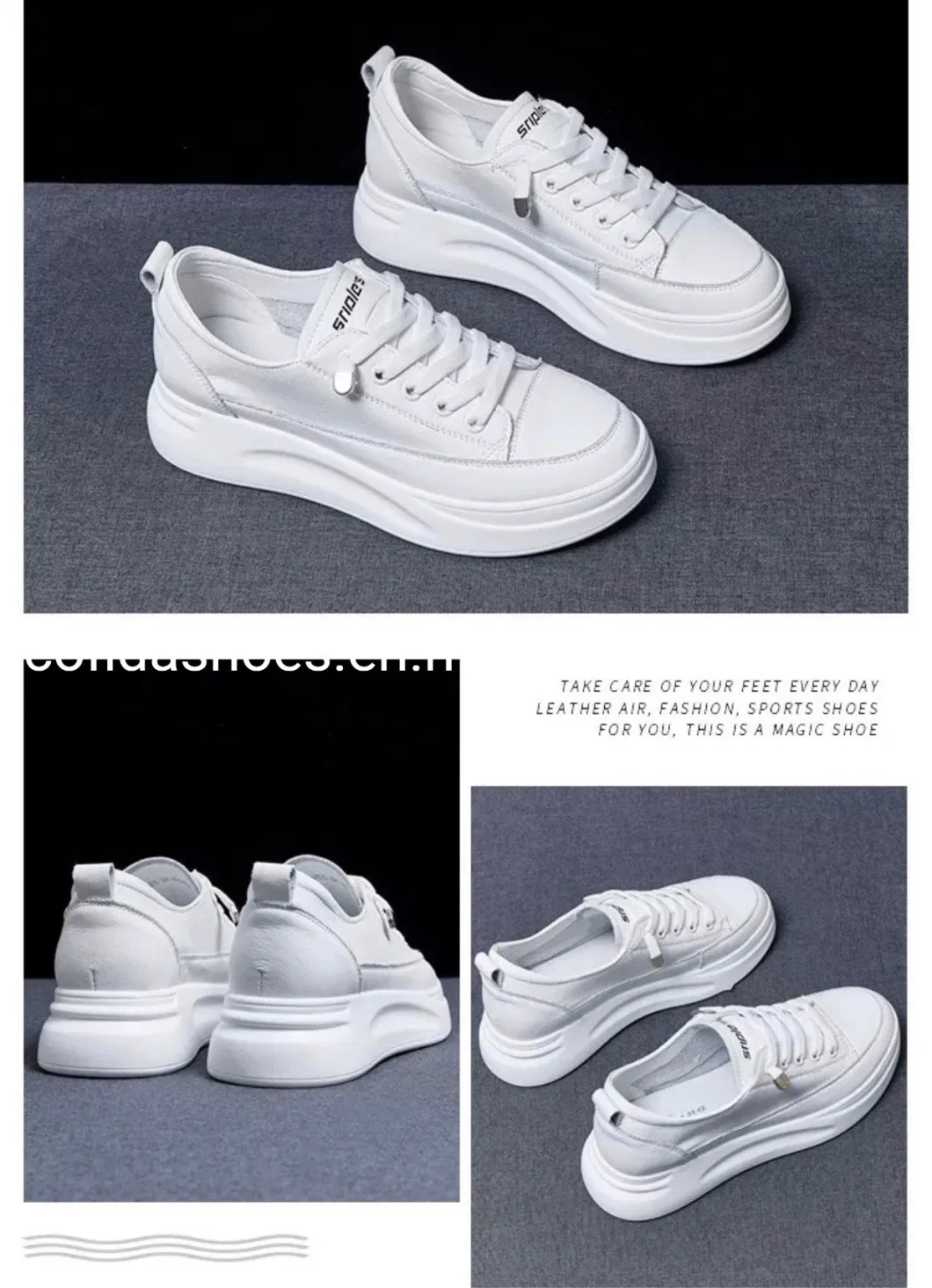 Special Offer White Leather Sneakers Discount Walking Travel Lady Shoe