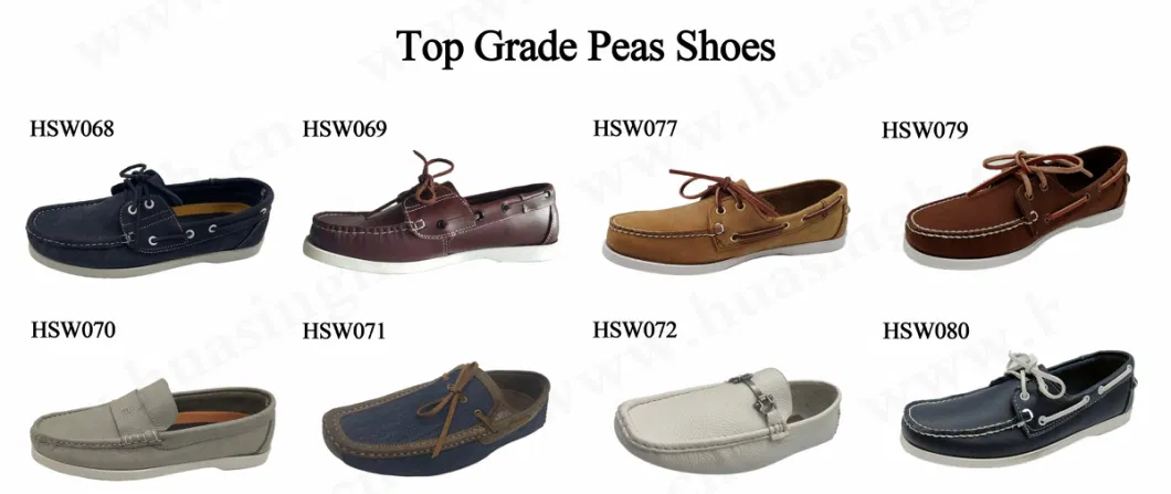 Zh, Well-Made Real Leather Daily Casual Peas with Shoelaces Durable Rubber Outsole Men Boat Shoes Hsw065