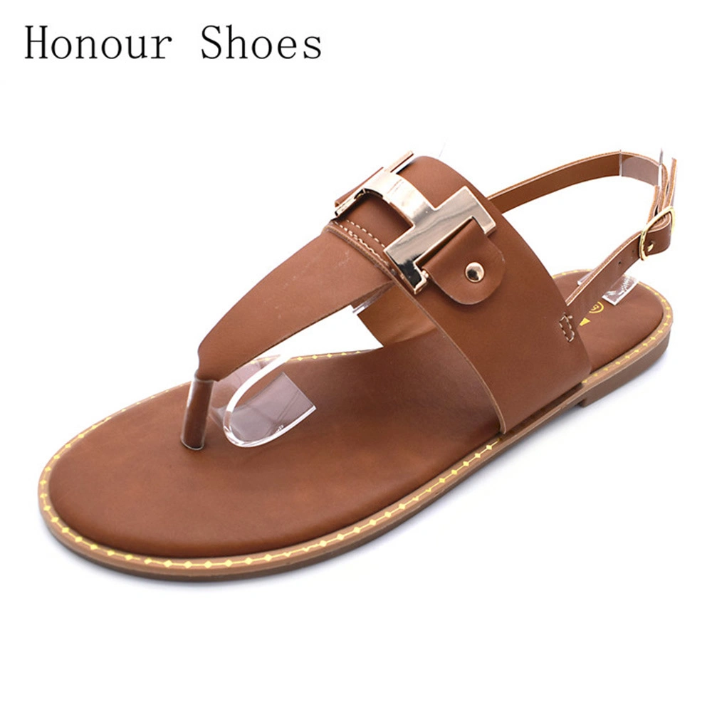 Fashion Newcomers European and American Casual T-Shaped Sandals Women&prime;s Street Flats