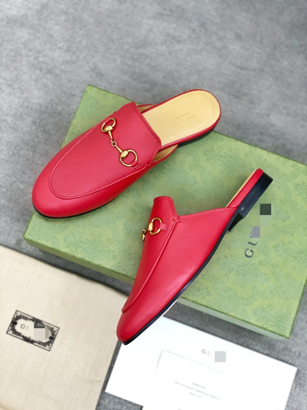 Gg New Horsebit Half Slippers Lady Shoes Luxury Design Brand High End Leather Shoes