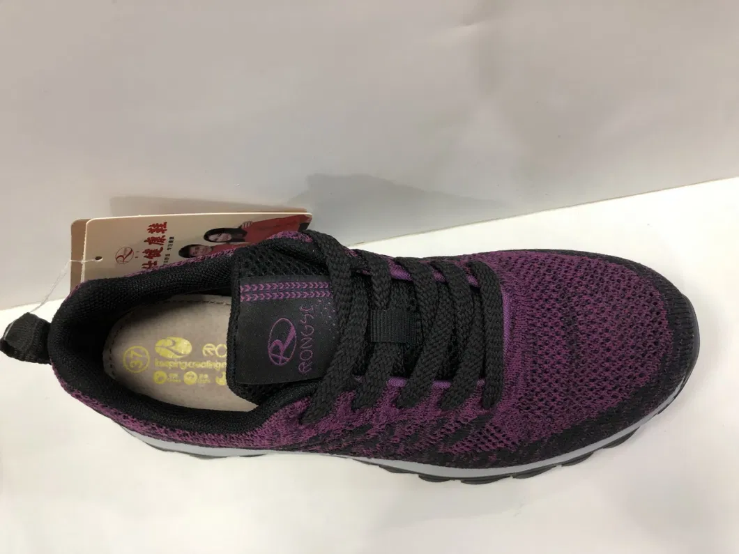 Lady Healthy Flyknit Upper Soft Comfortable Walking Sport Stock Shoes