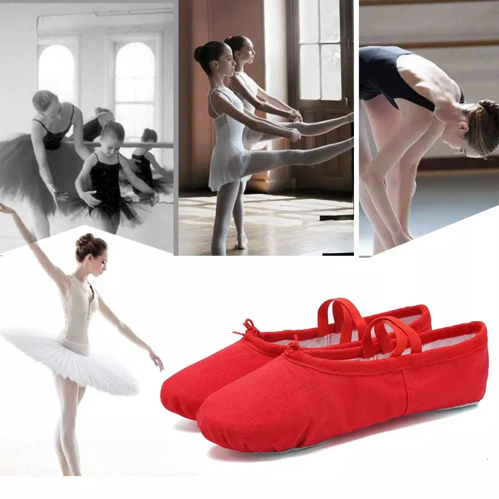 Factory Price Soft Comfortable Adjustable Canvas Kids Folding Training Practice Ballet Shoe