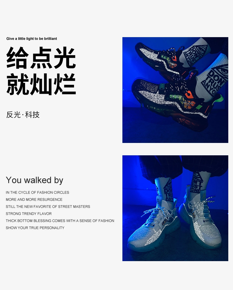 Custom/Customized Mens/Male Anti-Slip/No Slip Shock Absorption Comfortable Luminous Sport Shoes Jogging Shoes Casual Shoes