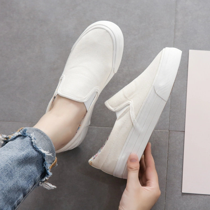 Stylish Canvas Thick Sole Women Walking Style Leisure Wear Anti-Slippery Comfortable Ladys Sneakers Female Girls Shoes