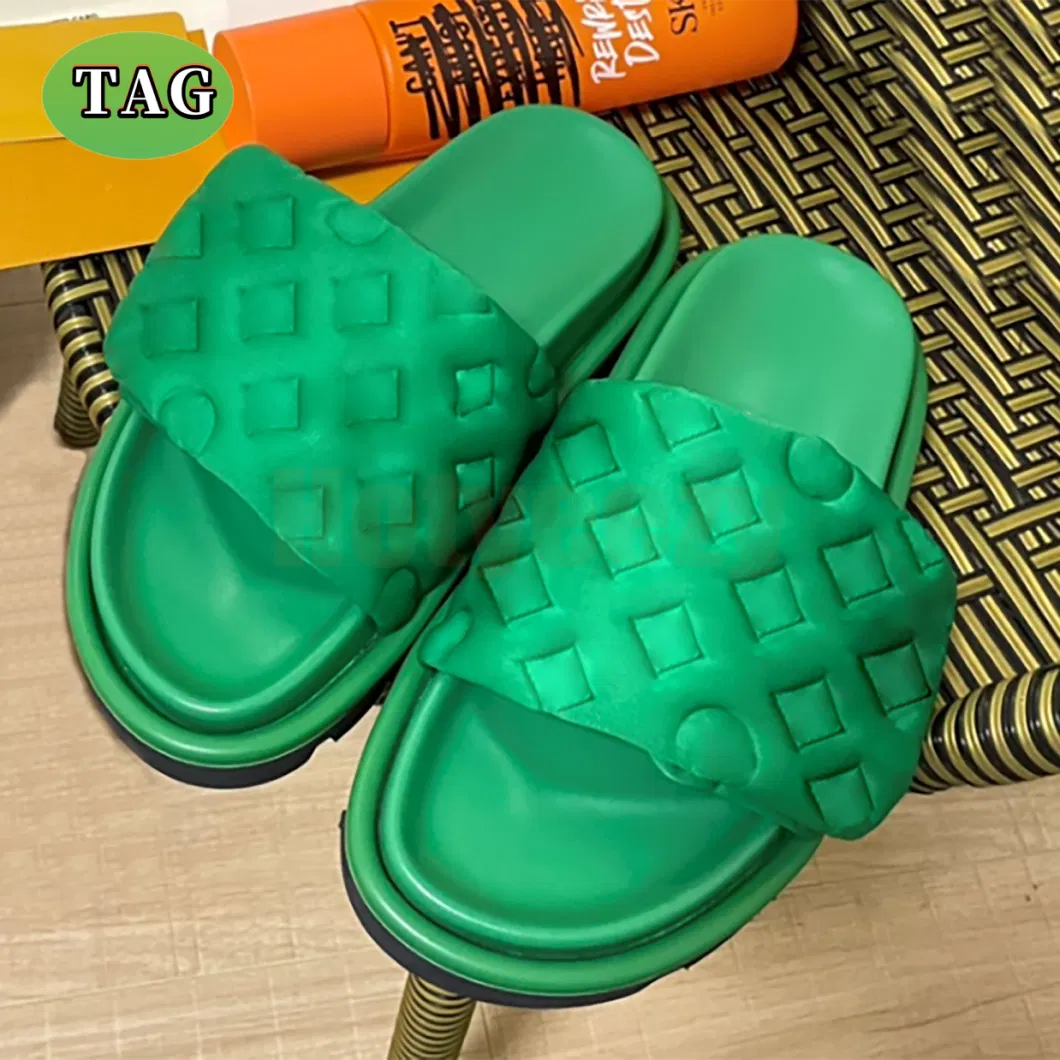 Designer Slippers Women Pool Pillow Slides Embossed Mules Womens Flat Sliders Comfort Summer Slipper Nylon Cool Slide Luxury Sandals Printed Mens Beach Sandal