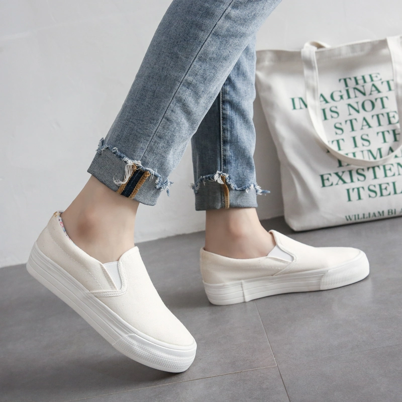 Stylish Canvas Thick Sole Women Walking Style Leisure Wear Anti-Slippery Comfortable Ladys Sneakers Female Girls Shoes