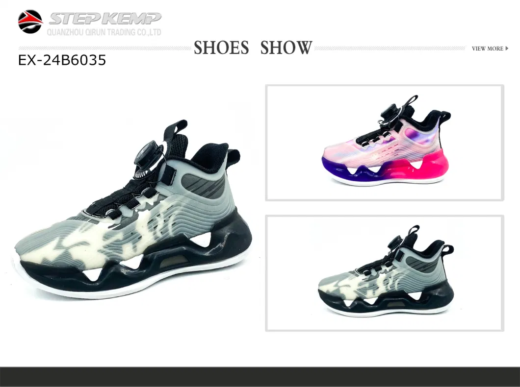 Hot Sale Children Rubber Sole Non-Slip Running Basketball Sports Shoes Ex-24b6035