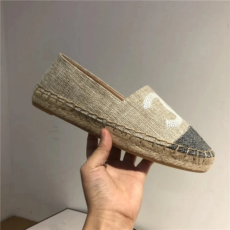 Fishermans Women Flat Espadrilles Luxurys Genuine Leather Ladies Beach Half Slippers Fashion Loafers Luxe Cap Toe Fisherman Canvas Shoe Designer Shoes