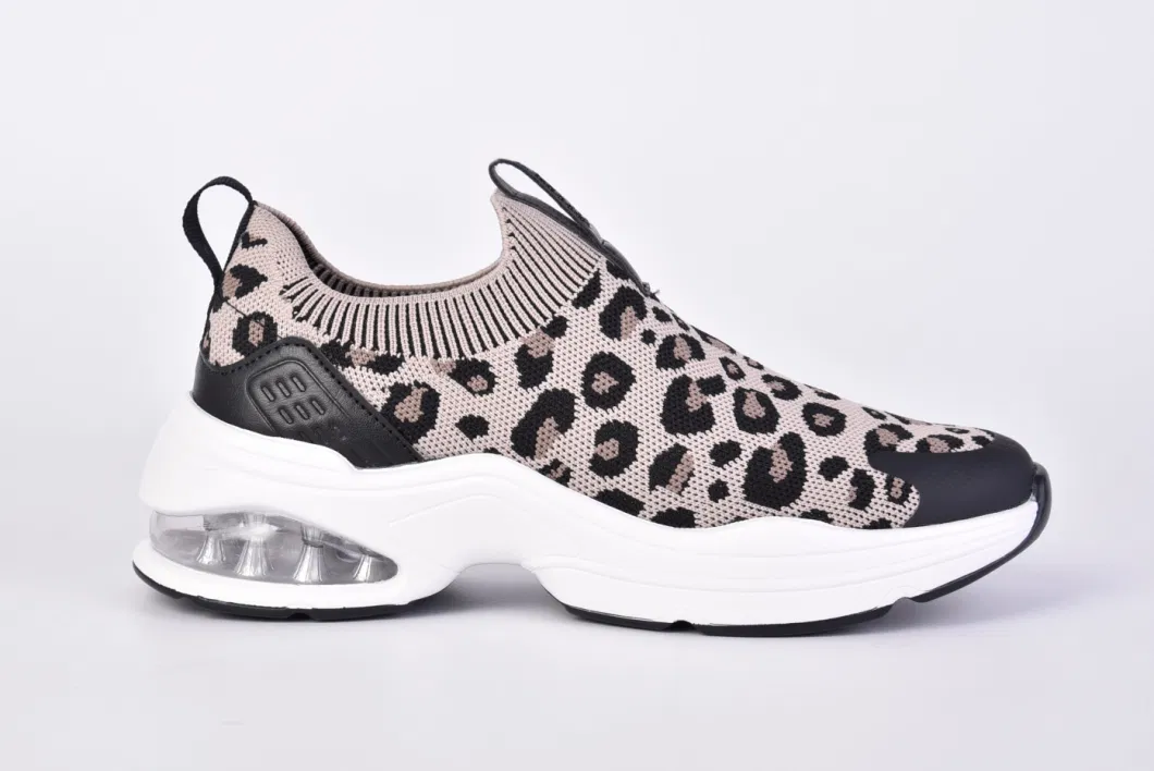 2022 Newest Air Cushion Slip on Walking Shoes Fashion Ladies Leopard Design Shoes