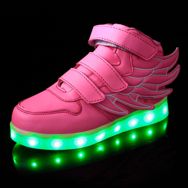 Fashion Kids Casual Shoes PU Leather USB LED Lights Shoes