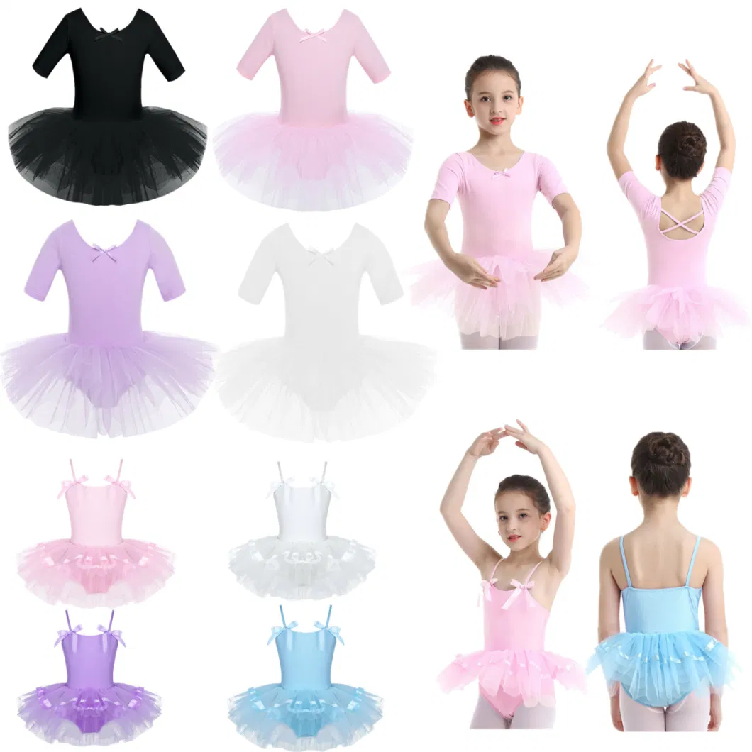 Dance Leotard Skirt Cutout Back Ballet Dance Tutu Dress Gymnastics Dancewear Costumes