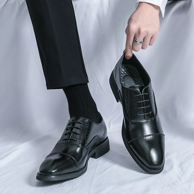 Black Business Wear Mens Dress Shoes Italian Genuine Leather Shoes