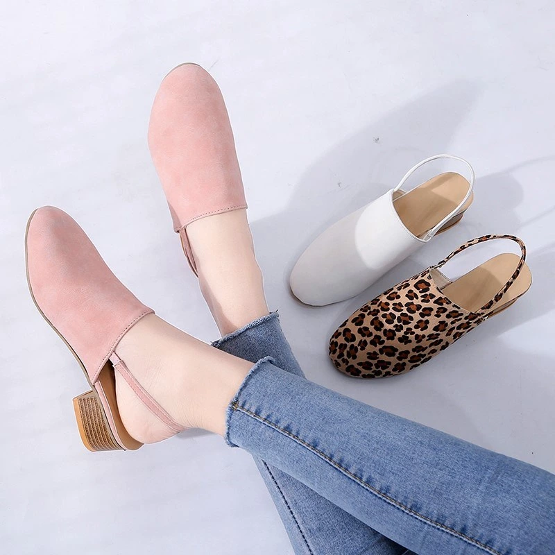 Women Boat Shoes Loafers Round Toe Shallow Square Heels Elastic Band Mule Shoes Casual Outdoor Leisure Flat Daily Wear Shoes Esg13690