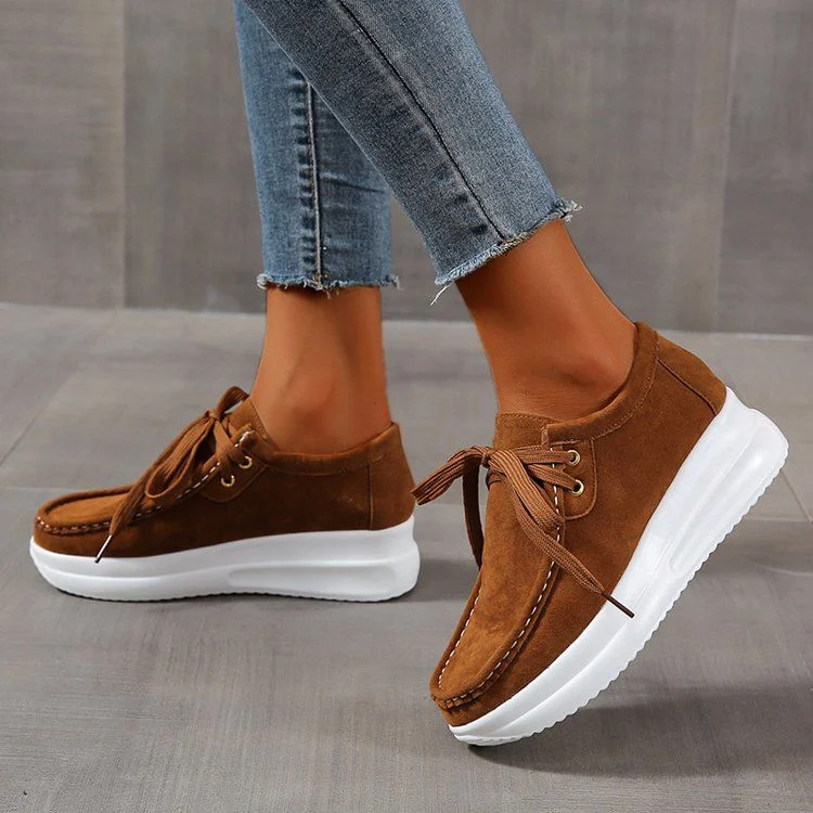 New Casual Non-Slip Female Shoes Students Fashion Chunky Sole Lace-up Sports Shoes for Women