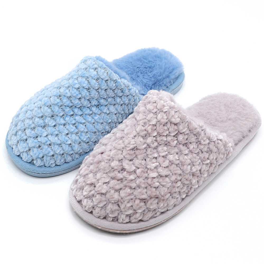 Sherpa Soft Fur Soft Sole Indoor Use Chunky Knit Women Mules Slippers